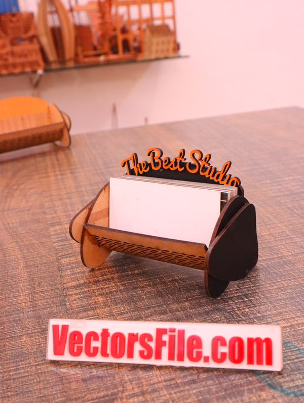 Laser Cut Wooden Business Card Holder Visiting Card Organizer Ai And