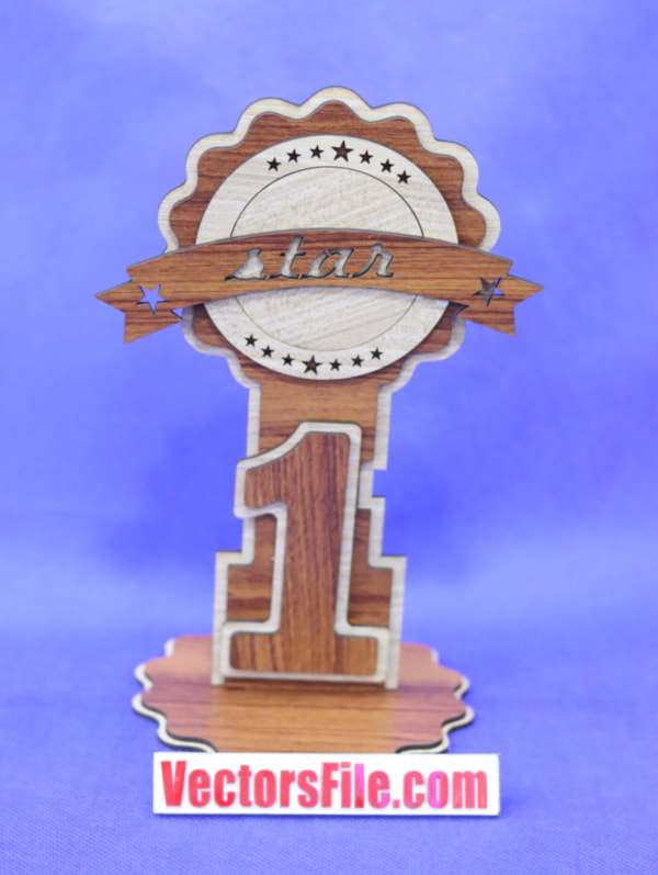 Laser Cut Wooden Trophy Star Award Model Multilayer Mm Cdr And Dxf