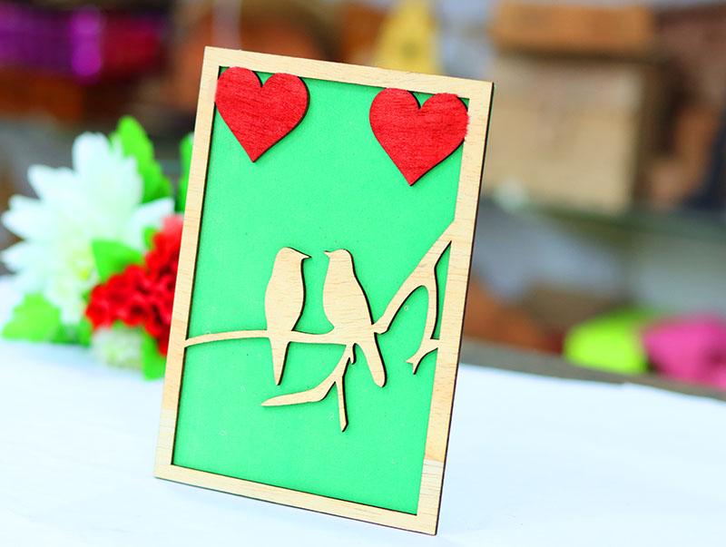 Laser Cut Happy Valentine Day Gift Card Brid Couple With Heart Dxf And