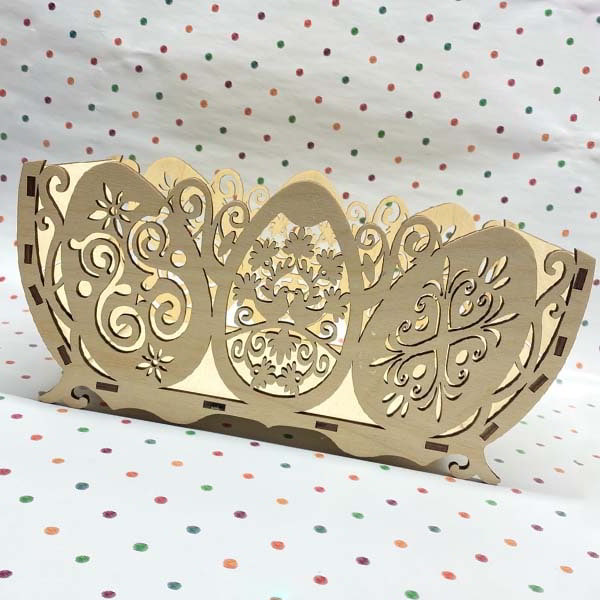 Laser Cut Wooden Egg Basket Wooden Easter Basket Bunny Basket CDR File