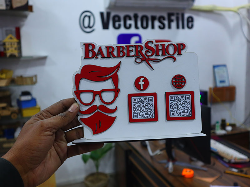 Laser Cut Barber Shop QR Code Stand for Scan to Pay or Social Media ...