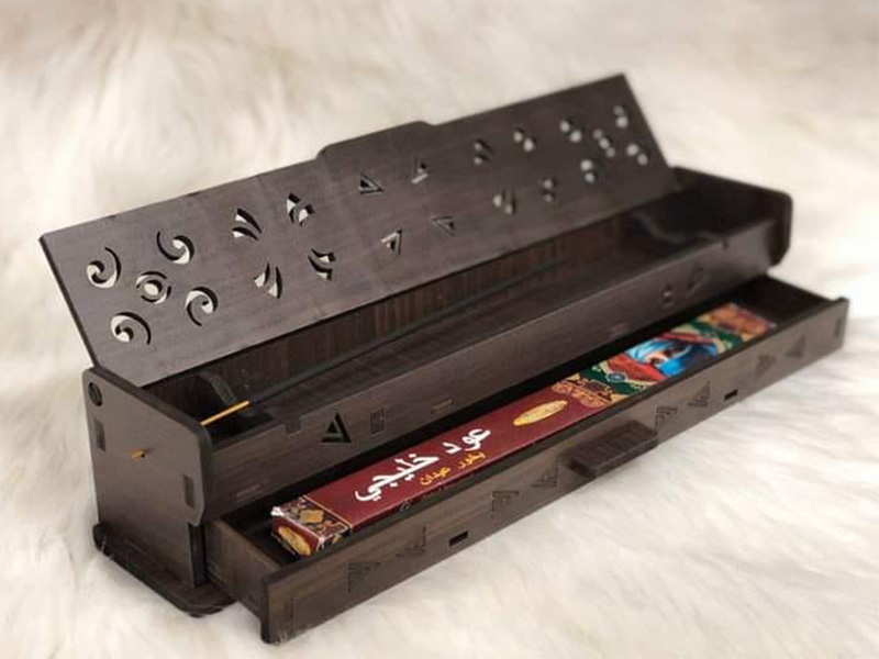 Laser Cut Wooden Incense Stick Holder Box Storage Case | Vectors File