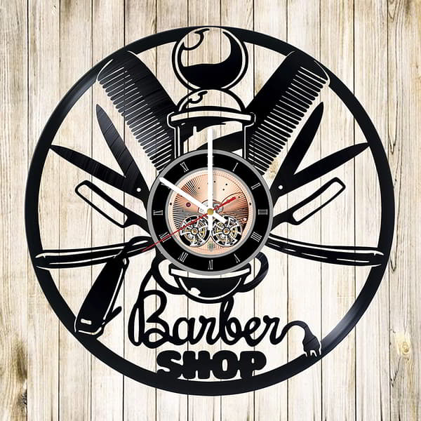 Hair Salon Wall Decor Vinyl Record Wall Clock CDR File