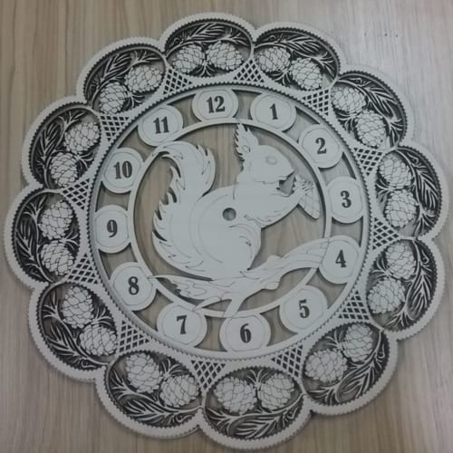 Wooden Decorative Squirrel Wall Clock Laser Cut Vector File