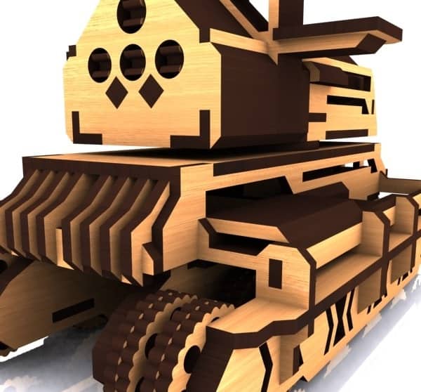 Laser cut Wooden 3D Model Battle Tank Vector File