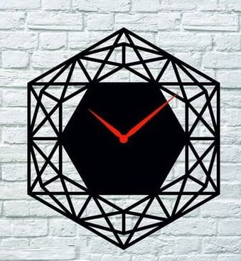 Laser Cut Modern Wall Clock Hexagon Geometry Layout CDR File