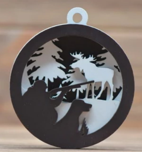 Laser Cut Deer Hunter Layered Ornament CDR File | Vectors File