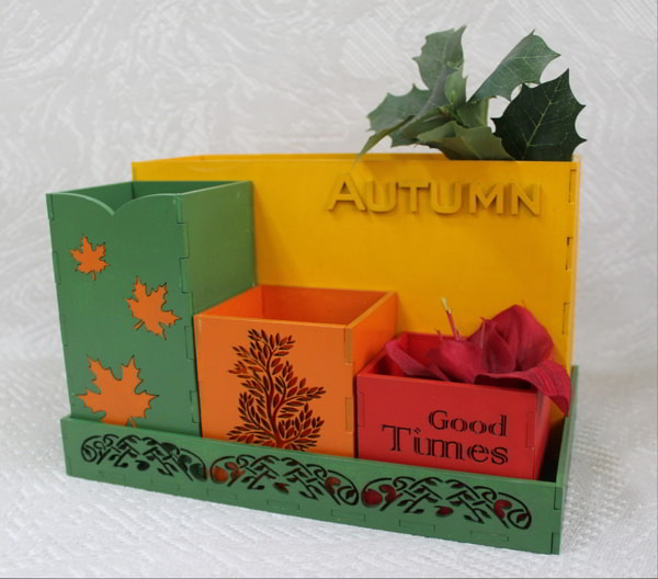 Autumn Desktop Organizer for Storing Stationery CDR Laser Cut File