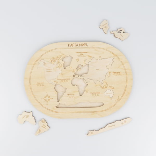 Laser Cut Wooden 3D Puzzle Map Layout CDR File