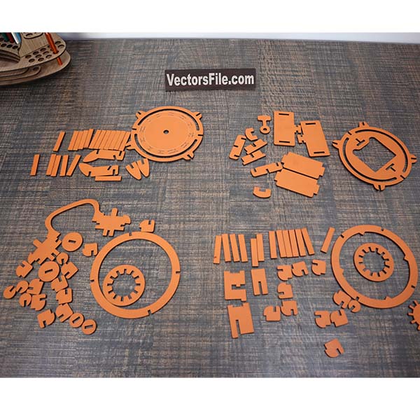 Laser Cut Wooden Twin Bell Antique Table Clock Model Vector File