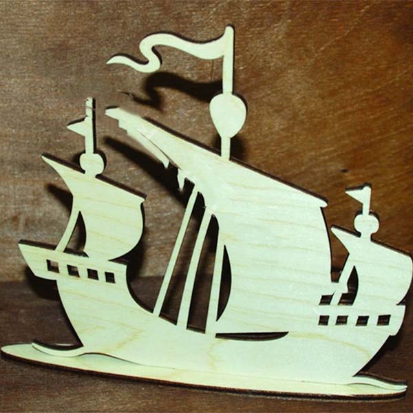 Laser Cut Wooden Sailing Boat Template Decoration Element Vector File