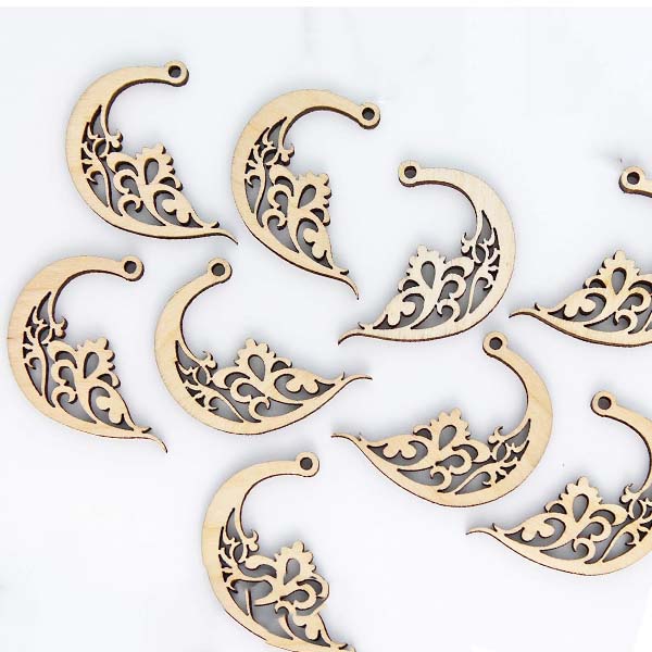 Laser Cut Wooden C Shape Wooden Earring Design Wood Jewelry Template Vector File