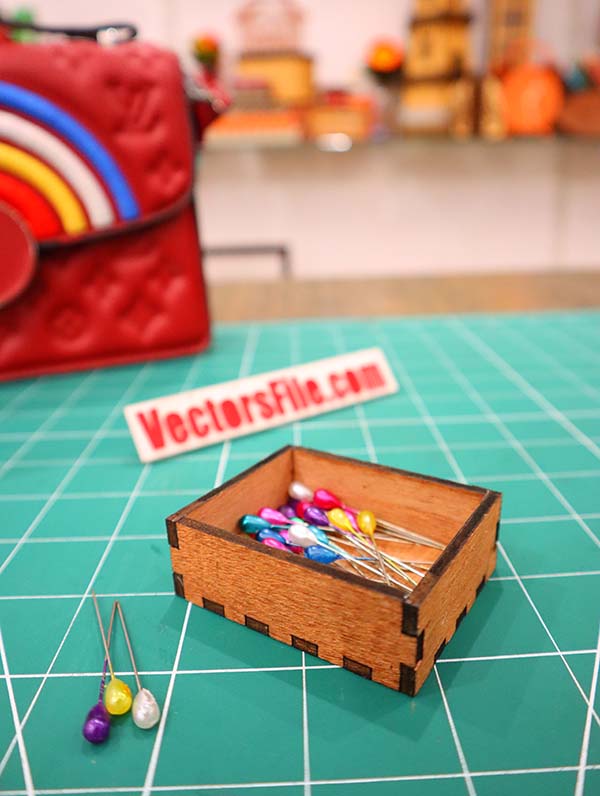 Laser Cut Wooden Hair Pin Box Jewelry Box CDR and DXF File