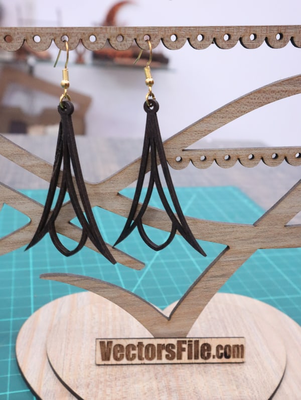 Laser Cut Wooden Modern Earring Set Wooden Jewellery Design CDR File