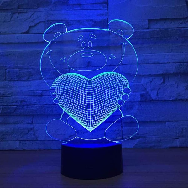 Laser Cut Acrylic 3d Illusion Lamp Teddy Bear Room Table Lamp Cdr Vector File Vectors File