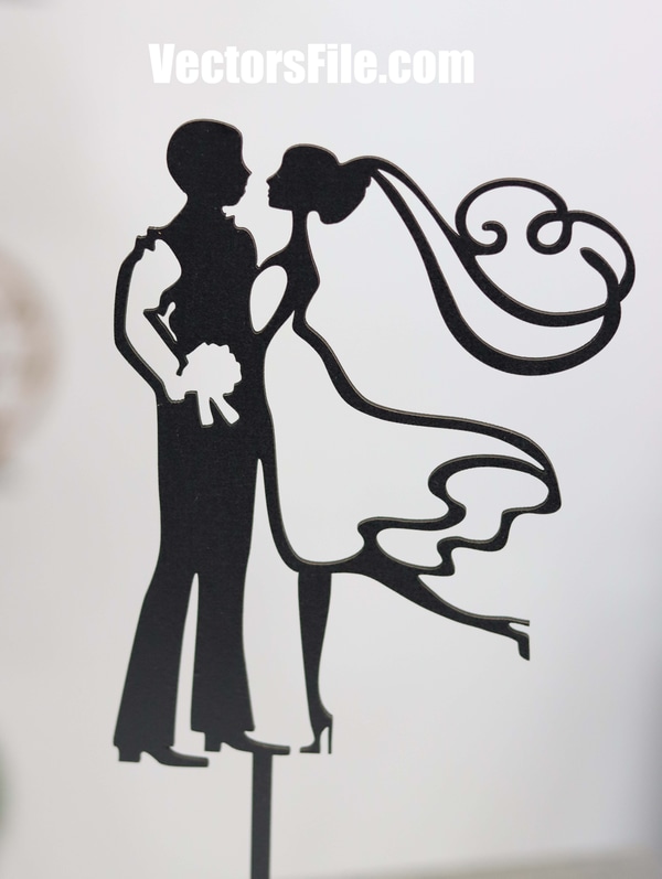 Laser Cut Love Couple Valentines Day Cake Topper Design DXF and CDR ...