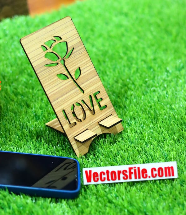 Laser Cut Love with Flower Mobile Stand Cell Phone Holder 3mm DXF and ...