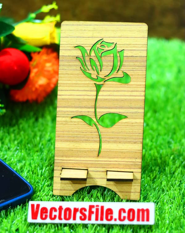 Laser Cut Wooden Mobile Holder Cell Phone Stand Flower Cut Phone Stand ...