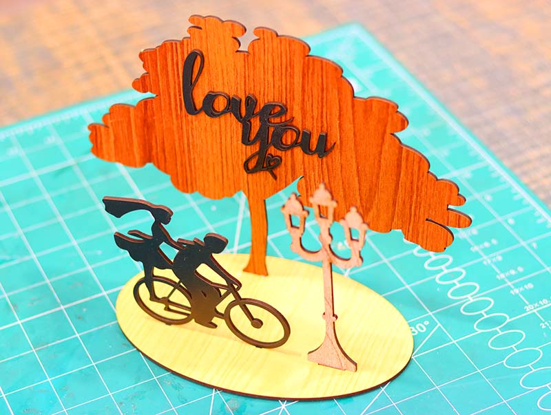 Laser Cut Happy Valentines Day Gift Couple Cycling Love Stand Decor ...