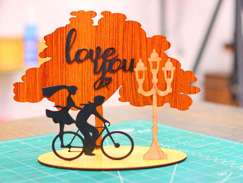 Laser Cut Happy Valentines Day Gift Couple Cycling Love Stand Decor ...