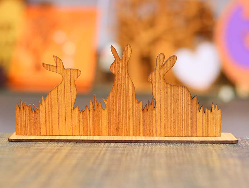Laser Cut Bunny Family Stand Decoration Template 3mm Vector File