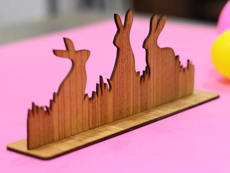 Laser Cut Bunny Family Stand Decoration Template 3mm Vector File