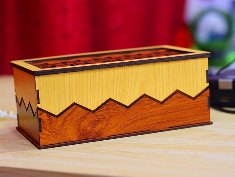 Laser Cut Jewelry Box Template Wooden Gift Box with Lid 3mm Verified Vector