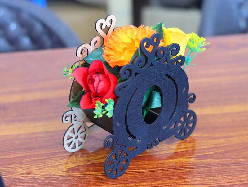 Laser Cut Flower Vase Cart Design Flower Gift Basket Flower Stand 3mm ...