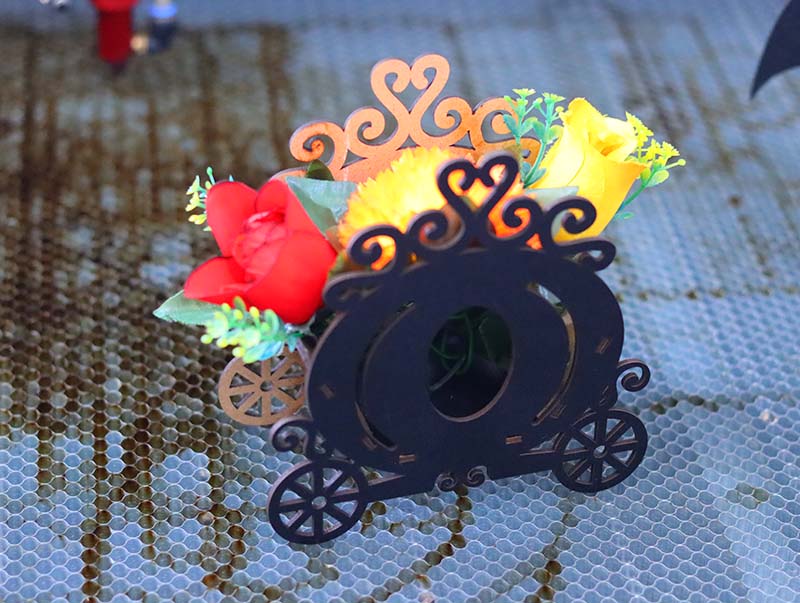 Laser Cut Flower Vase Cart Design Flower Gift Basket Flower Stand 3mm 