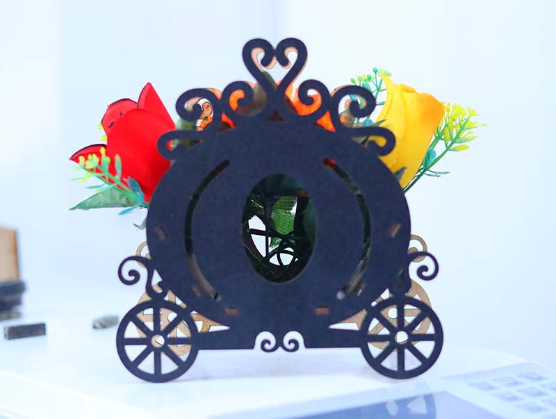 Laser Cut Flower Vase Cart Design Flower Gift Basket Flower Stand 3mm 