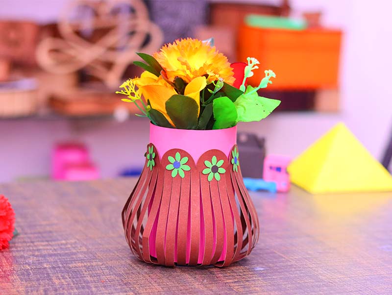 Laser Cut Paper Flower Vase DIY Craft Paper Flower Pot Free Vector ...