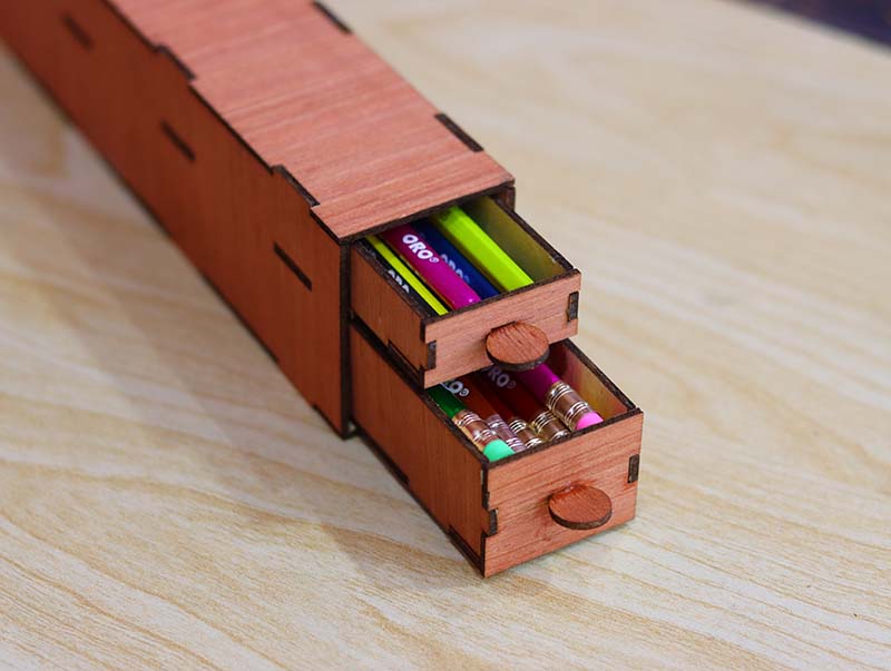 Laser Cut Pencil Holder Template Wooden Pen Case 3mm Vector File