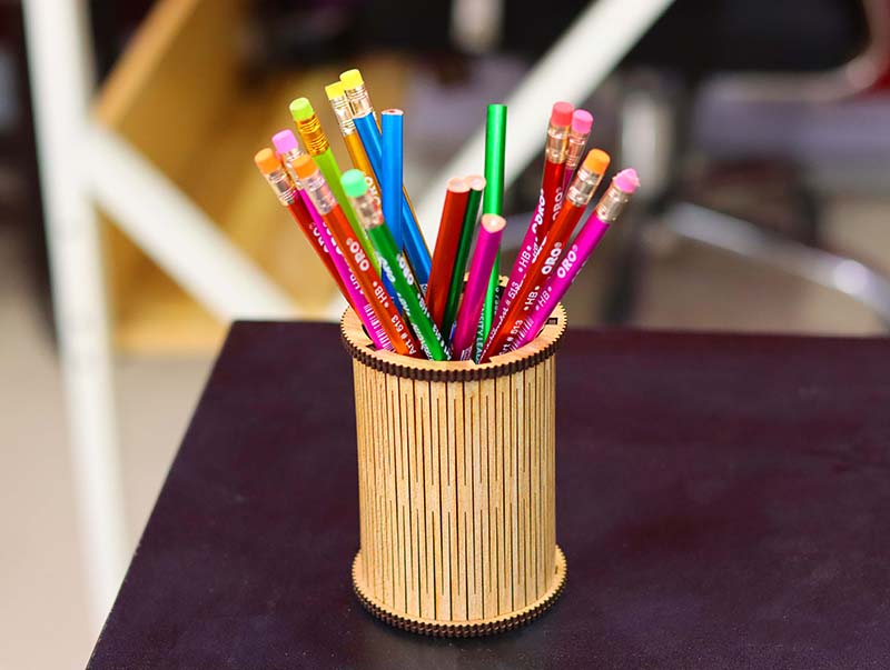 Laser Cut Round Pencil Holder Template 3mm Vector File