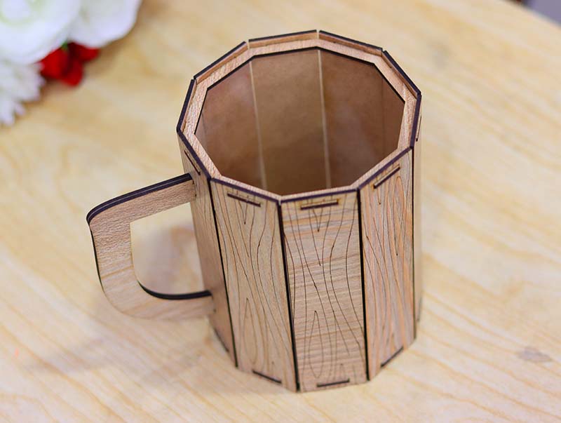 Laser Cut Tea Cup Flower Basket Wooden Flower Pot 3mm Vector File