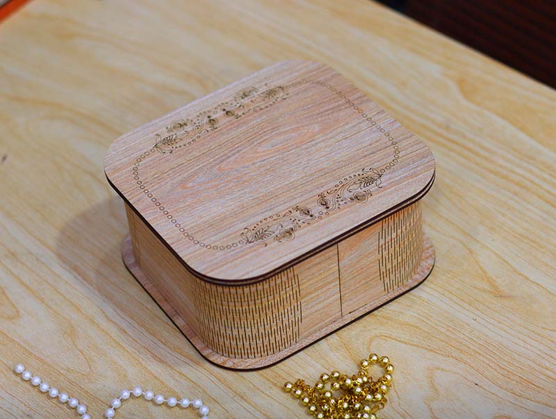 Laser Cut Jewelry Box Template Living Hinge Lid Box 3mm Vector File ...