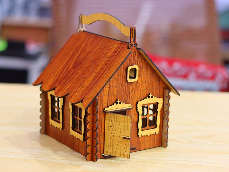 Laser Cut House Template Wooden House Shape Box 3mm Vector File ...