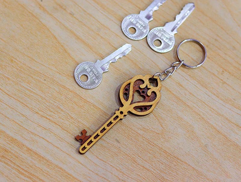 Laser Cut Layered Key Shaped Keyring Template 3mm Vector File | Vectors ...