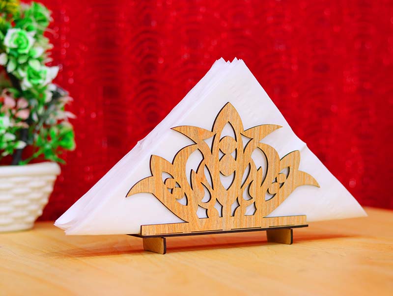 Laser Cut Tabletop Standing Napkin Holder Template 3mm Vector File