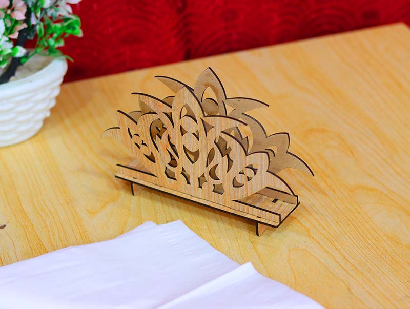 Laser Cut Tabletop Standing Napkin Holder Template 3mm Vector File