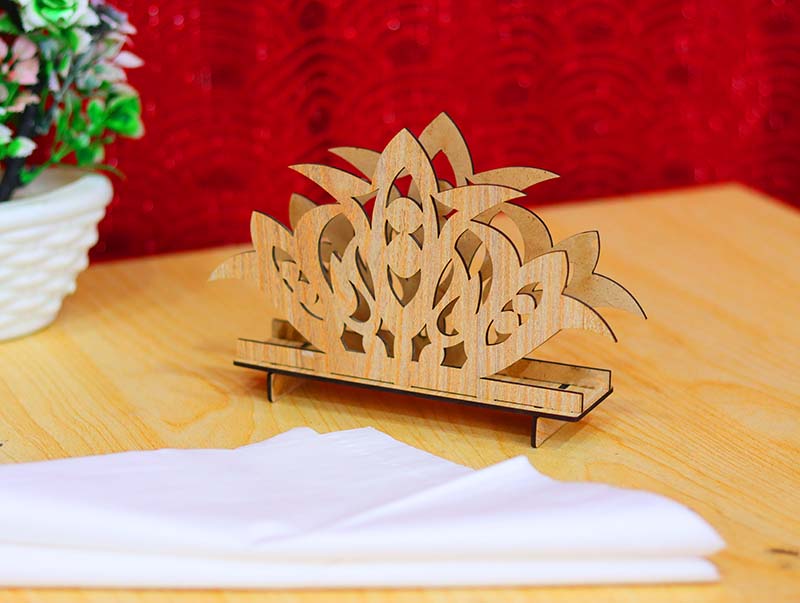 Laser Cut Tabletop Standing Napkin Holder Template 3mm Vector File