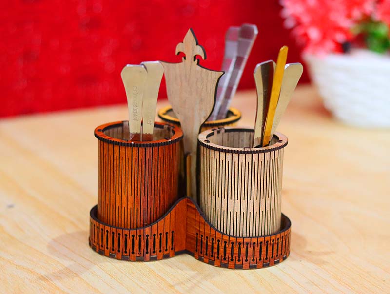 Free Laser Cut Utensil Holder Kitchen Organizer Stand 3mm Vector File