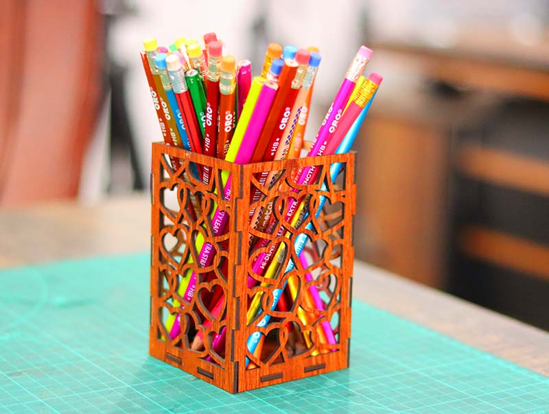 Free Laser Cut Square Pencil Box Wooden Pen Holder 3mm Vector File ...