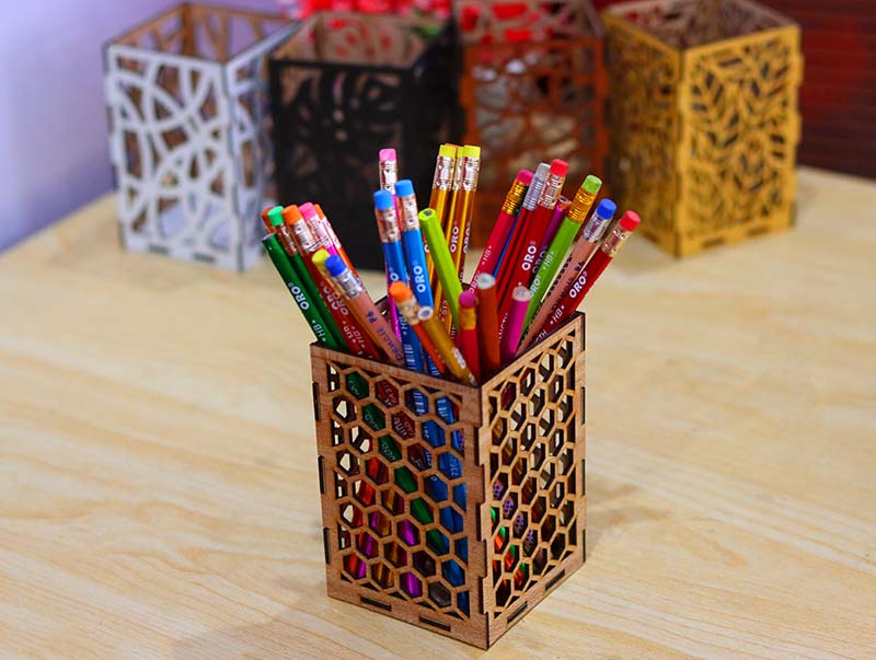 Free Laser Cut Pen Holder Stand Pencil Box 3mm Vector File