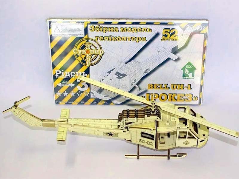 Laser Cut Bell Helicopter UH 1 Iroquois 3D Puzzle Model Kit Vector File
