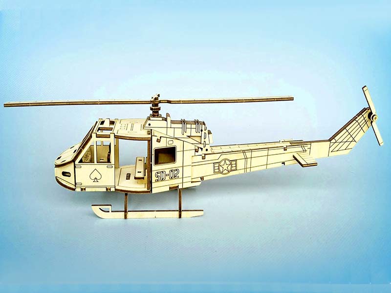 Laser Cut Bell Helicopter UH 1 Iroquois 3D Puzzle Model Kit Vector File