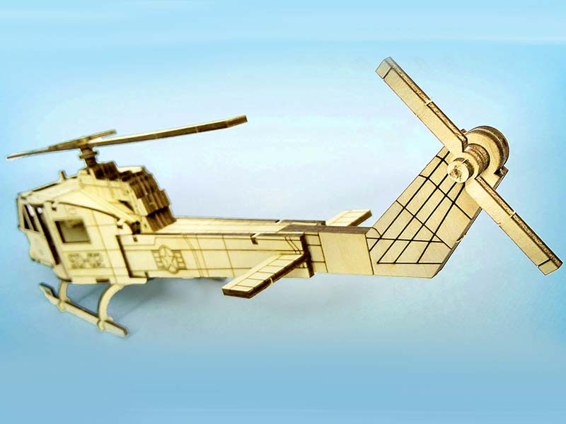 Laser Cut Bell Helicopter UH 1 Iroquois 3D Puzzle Model Kit Vector File