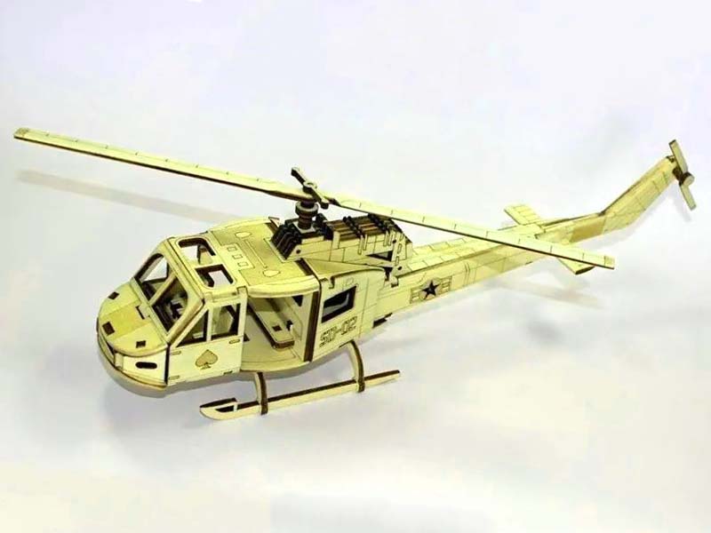 Laser Cut Bell Helicopter UH 1 Iroquois 3D Puzzle Model Kit Vector File