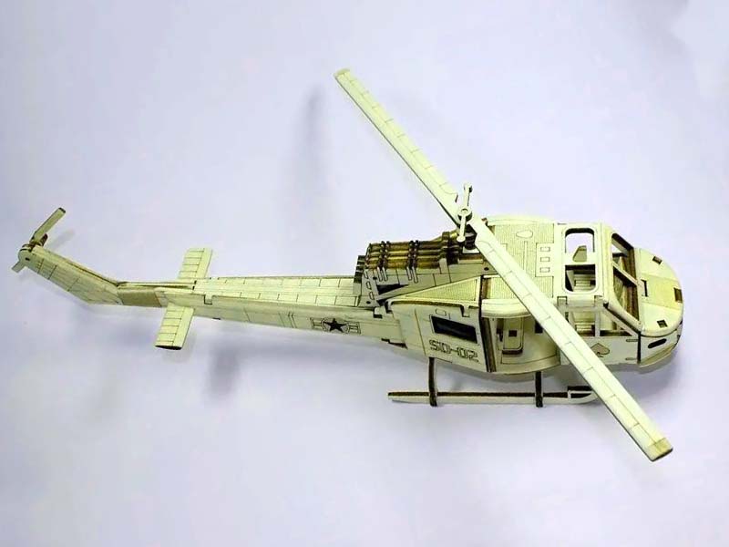 Laser Cut Bell Helicopter UH 1 Iroquois 3D Puzzle Model Kit Vector File