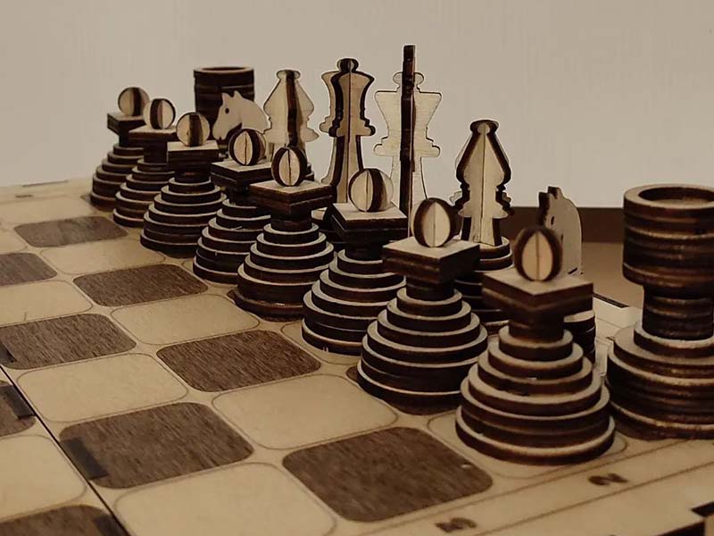 Laser Cut Chess Pieces Template With Folding Chess Board Vector File 