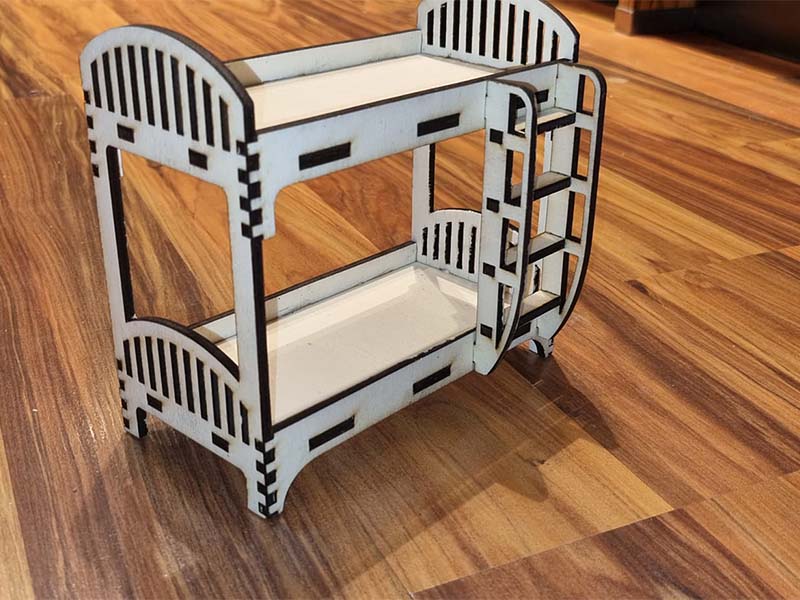 Laser Cut Toy Bunk Bed Dollhouse Miniature Furniture Template Vector File